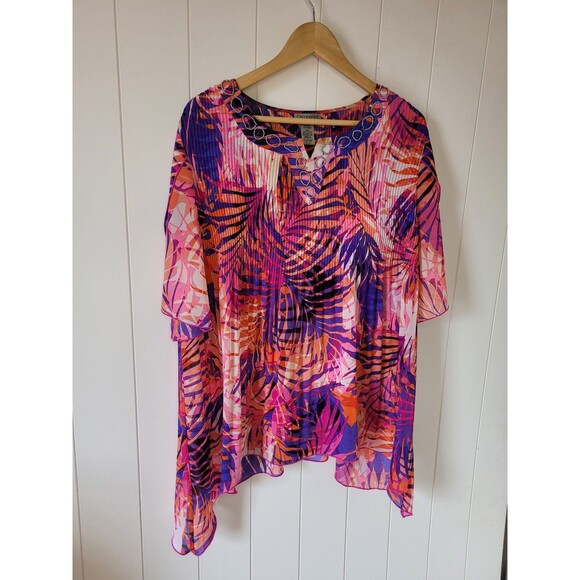 Cahterines Top Womens Size 14/16w Petite Pink Embellished Short Sleeve - Picture 2 of 7